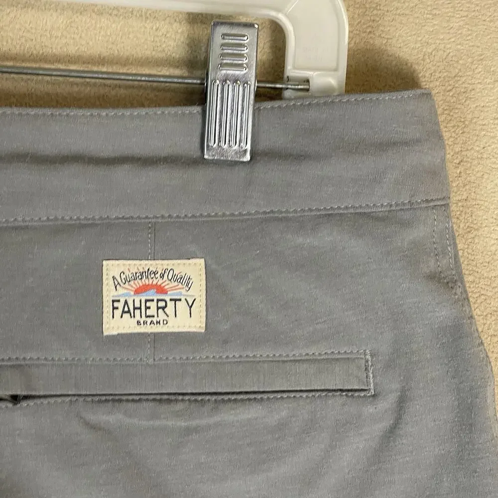 Faherty Short Mens 36‎ Gray Chino Flat Front Pockets Regular Fit 7